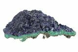 Sparkling Azurite Crystals on Fibrous Malachite - China #247732-1